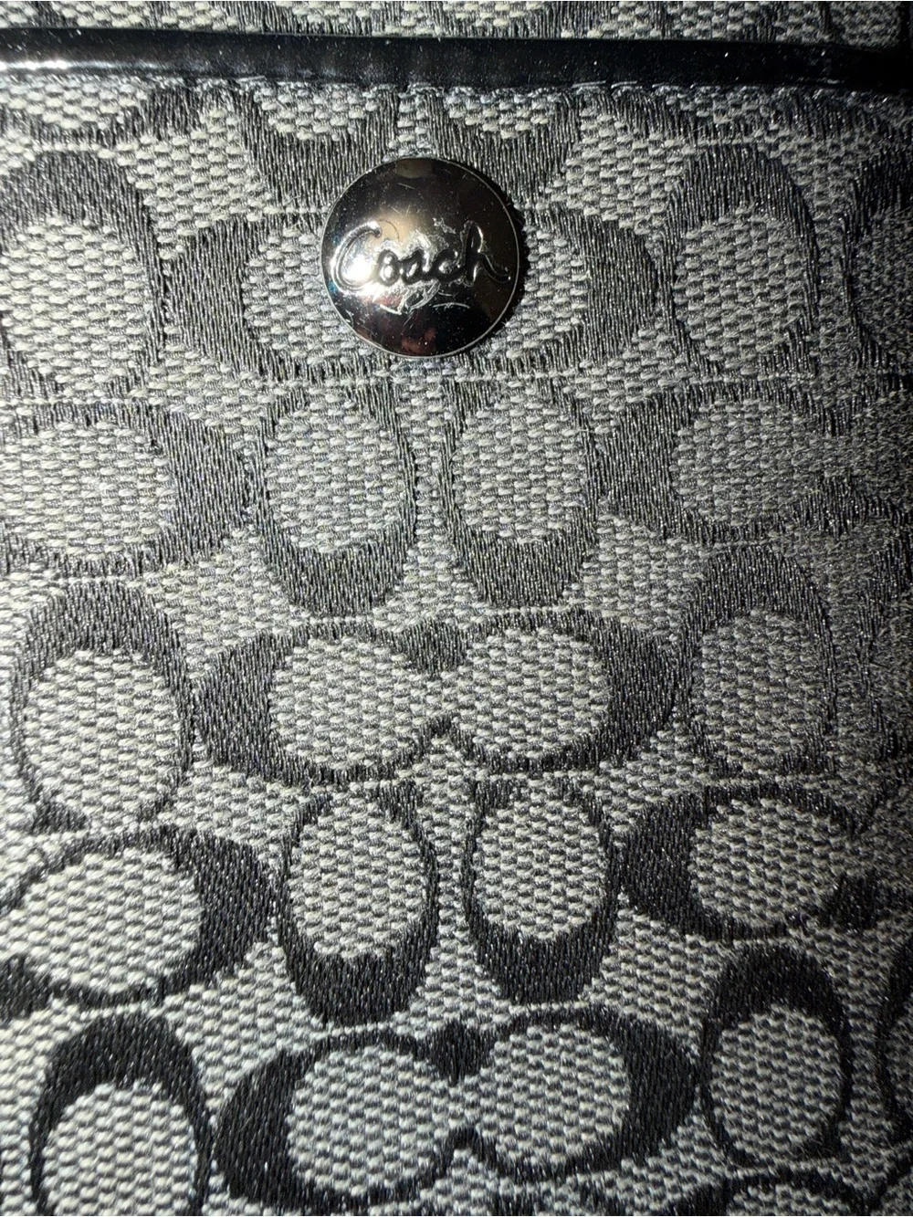 Y2K Coach Black Signature Logo Camera Pouch with Silver Logo
